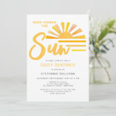 Invitation Voici Le Baby shower Sun Sunrise (Debout devant)