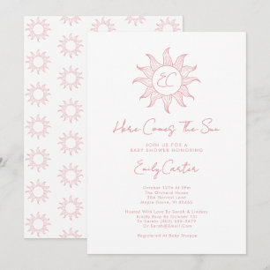 Invitation Voici Le Baby shower Sunshine Girl Rose