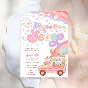 Invitation Voici le camion de glace arc-en-ciel d'anniversair