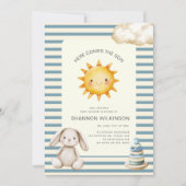 Invitation Voici le code QR rayé bébé soleil shower (Devant)