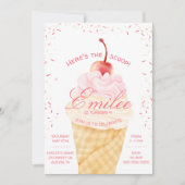 Invitation Voici le cône de glace Scoop Ice Cream été Anniver (Devant)