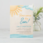 Invitation Voici le Fils Baby Boy Shower (Debout devant)