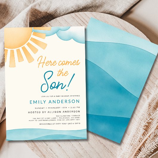 Invitation Voici le Fils Baby Boy Shower