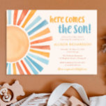 Invitation Voici le fils baby shower garçon soleil<br><div class="desc">Pour une personnalisation plus avancée de cette conception,  il vous suffit de cliquer sur le bouton "Modifier en utilisant l'outil de conception" ci-dessus !</div>