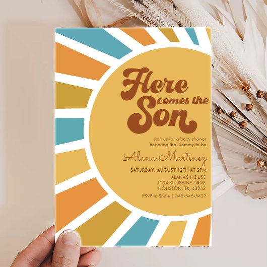 Invitation Voici Le Fils | Baby shower Sunshine Boho