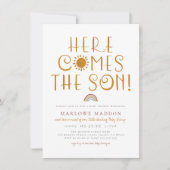 Invitation Voici Le Fils | Boho Rainbow Boy Baby shower (Devant)