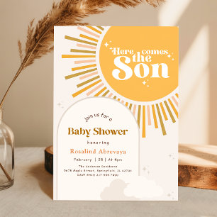Invitation Voici le fils Boho Soleil Rétro Baby Shower