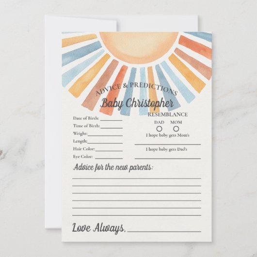 Invitation Voici le fils Conseils ensoleillés pour bébé (Devant)