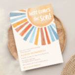 Invitation Voici le fils garçon boho baby shower de soleil<br><div class="desc">Pour une personnalisation plus avancée de cette conception,  il vous suffit de cliquer sur le bouton "Modifier en utilisant l'outil de conception" ci-dessus !</div>