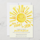 Invitation Voici le fils le soleil jaune baby shower (Devant)