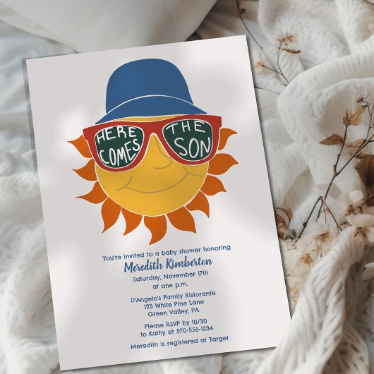 Invitation Voici le Fils Plaid Baby Boy Shower