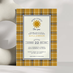Invitation Voici le Fils Prépa Carreaux Jaune Bleu Tartan