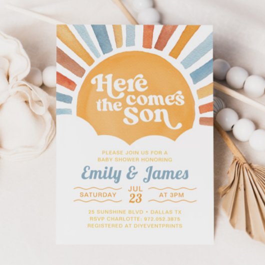 Invitation Voici Le Fils Que Tu Es Mon Baby shower Soleil