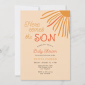 Invitation Voici le fils retro boho baby shower de garçon de (Devant)