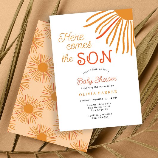 Invitation Voici le fils retro boho baby shower de garçon de 
