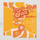 Invitation Voici Le Fils Retro Sunshine Baby Douche (Devant / Derrière)