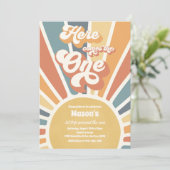 Invitation Voici Le One Boho Sunshine 1er anniversaire (Debout devant)