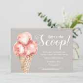 Invitation Voici le scoop baby shower crème glacée Neutral (Debout devant)
