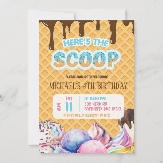 Invitation Voici le scoop Boy Chocolate Drifle Anniversaire (Devant)