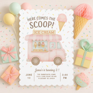 Invitation Voici le Scoop !   Camion à glace rose