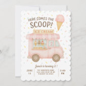 Invitation Voici le Scoop ! | Camion à glace rose (Devant)