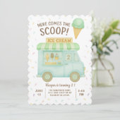 Invitation Voici le scoop | Camion de crème glacée verte à la (Debout devant)