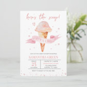 Invitation Voici le Scoop C'est un Baby shower de fille (Debout devant)