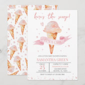 Invitation Voici le Scoop C'est un Baby shower de fille (Devant / Derrière)