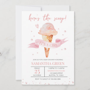 Invitation Voici le Scoop C'est un Baby shower de fille