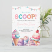 Invitation Voici le Scoop C'est un Baby shower de fille (Debout devant)