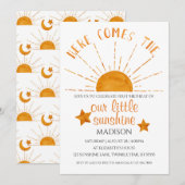 Invitation Voici Le Soleil - Aquarelle 1er anniversaire (Devant / Derrière)