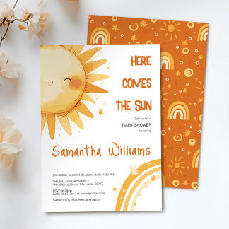 Invitation Voici le Soleil | Baby shower arc-en-ciel Boho
