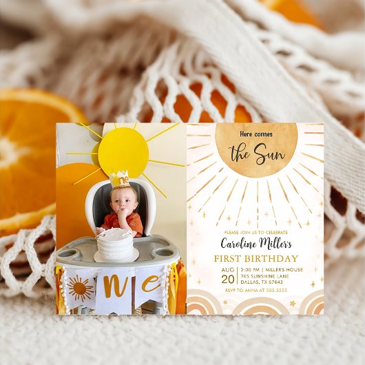 Invitation Voici le soleil Boho Sunshine Birthday Photo
