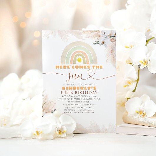 Invitation Voici Le Soleil Rainbow 1er Anniversaire