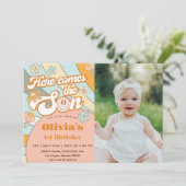 Invitation Voici Le Soleil Rainbow 1er Anniversaire (Debout devant)