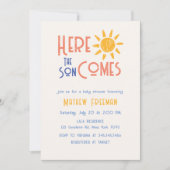 Invitation Voici Le Son Minimal Rétro Baby shower Soleil (Devant)