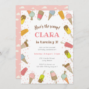 Invitation Voici l'invitation d'anniversaire de crème glacée