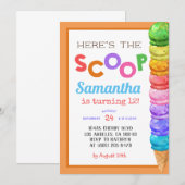 Invitation Voici l'invitation d'anniversaire de la crème glac (Devant / Derrière)