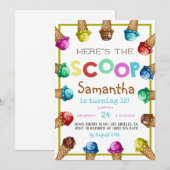 Invitation Voici l'invitation d'anniversaire de la crème glac (Devant / Derrière)