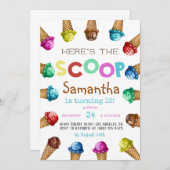 Invitation Voici l'invitation d'anniversaire de la crème glac (Devant / Derrière)