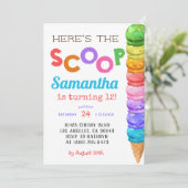 Invitation Voici l'invitation d'anniversaire de la crème glac (Debout devant)