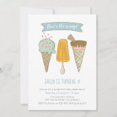 Invitation Voici l'invitation d'anniversaire de la crème glac (Devant)