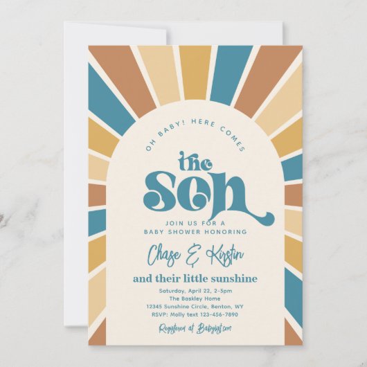 Invitation Voici L'Invitation De Baby shower Sun Co-Ed (Devant)