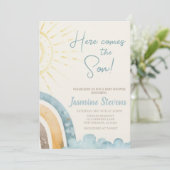 Invitation Voici l'Invitation de bébé Fils (Debout devant)