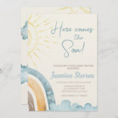 Invitation Voici l'Invitation de bébé Fils (Devant / Derrière)