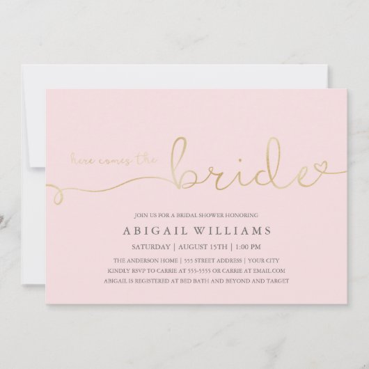 Invitation Voici l'invitation de la mariée-douche (Devant)