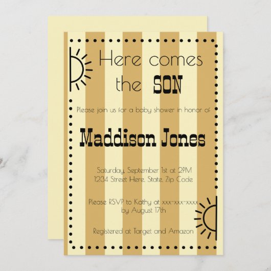 Invitation Voici l'invitation du baby shower SON (Devant / Derrière)