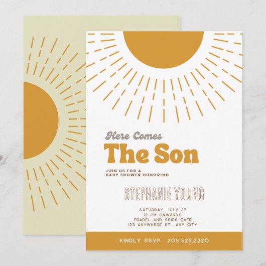 Invitation Voici L'Invitation Du Fils Baby shower (Devant / Derrière)