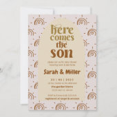 Invitation Voici L'Invitation Du Fils Révéler Baby shower (Devant)