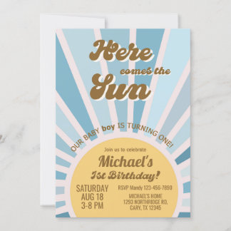 Invitation Voici l'invitation du garçon Sun 1er anniversaire.
